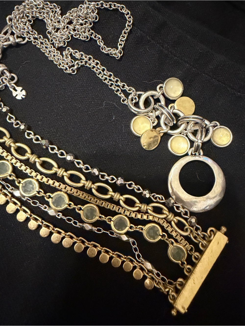 Lucky Brand Jewelry Lot Bracelet & Necklace Boho Mixed Metal Charms